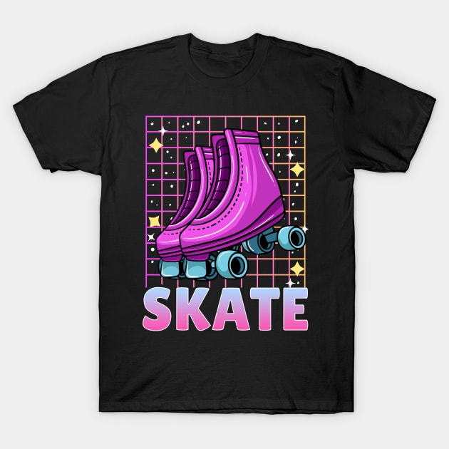 Vintage Retro Roller Skates 80s 90s Roller Skating T-Shirt by Beautiful Butterflies by Anastasia